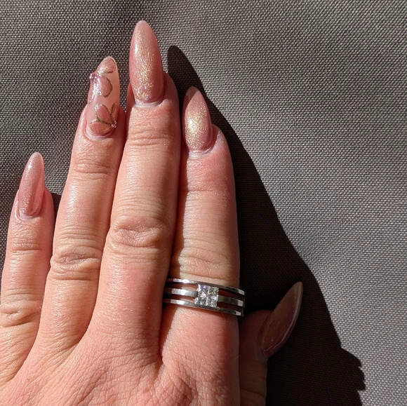 Metalsmiths Triple Band Silver Ring with Crystal Detail - Picture 2 of 4